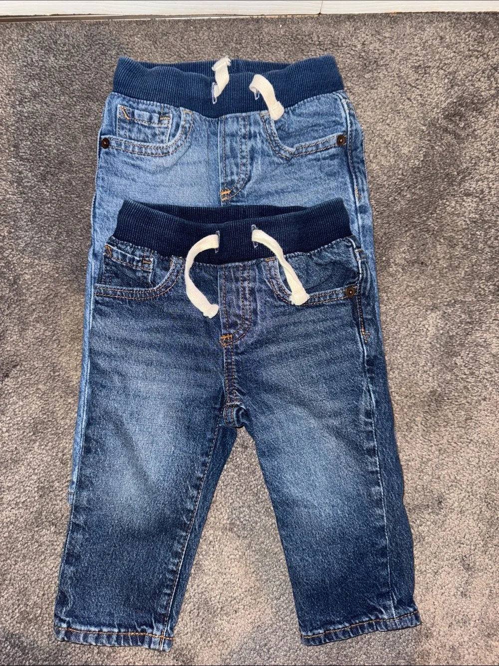 GAP BABY Denim Jogger Pants with Drawstring Waist - Blue